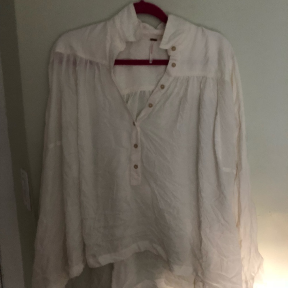 Free People Slouchy White Shirt - Picture 4 of 4